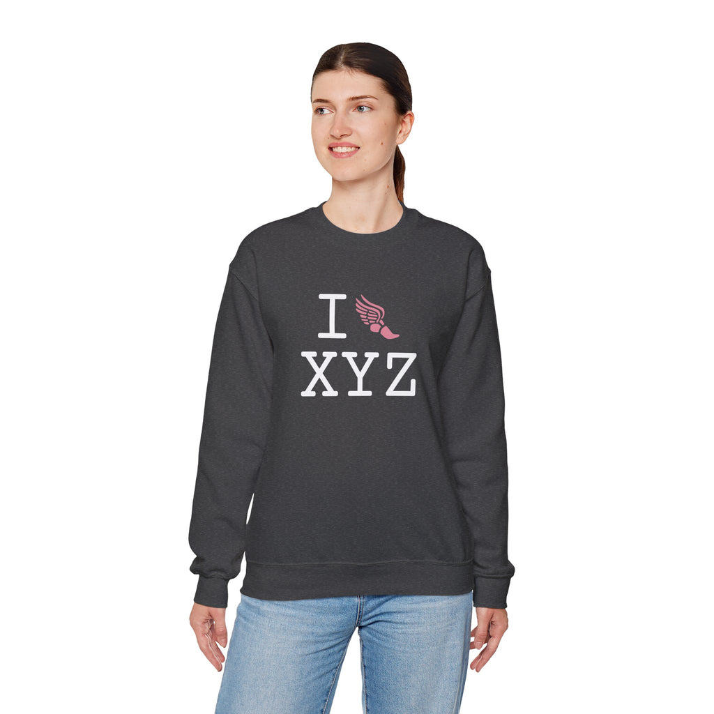 I Run sweatshirt, pink logo