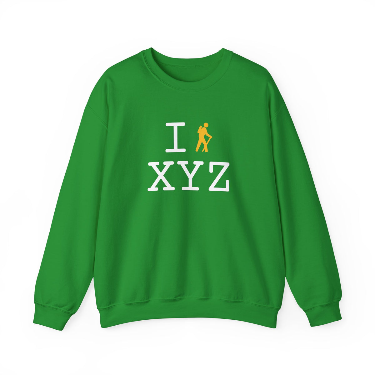 I Hike sweatshirt, yellow hiker