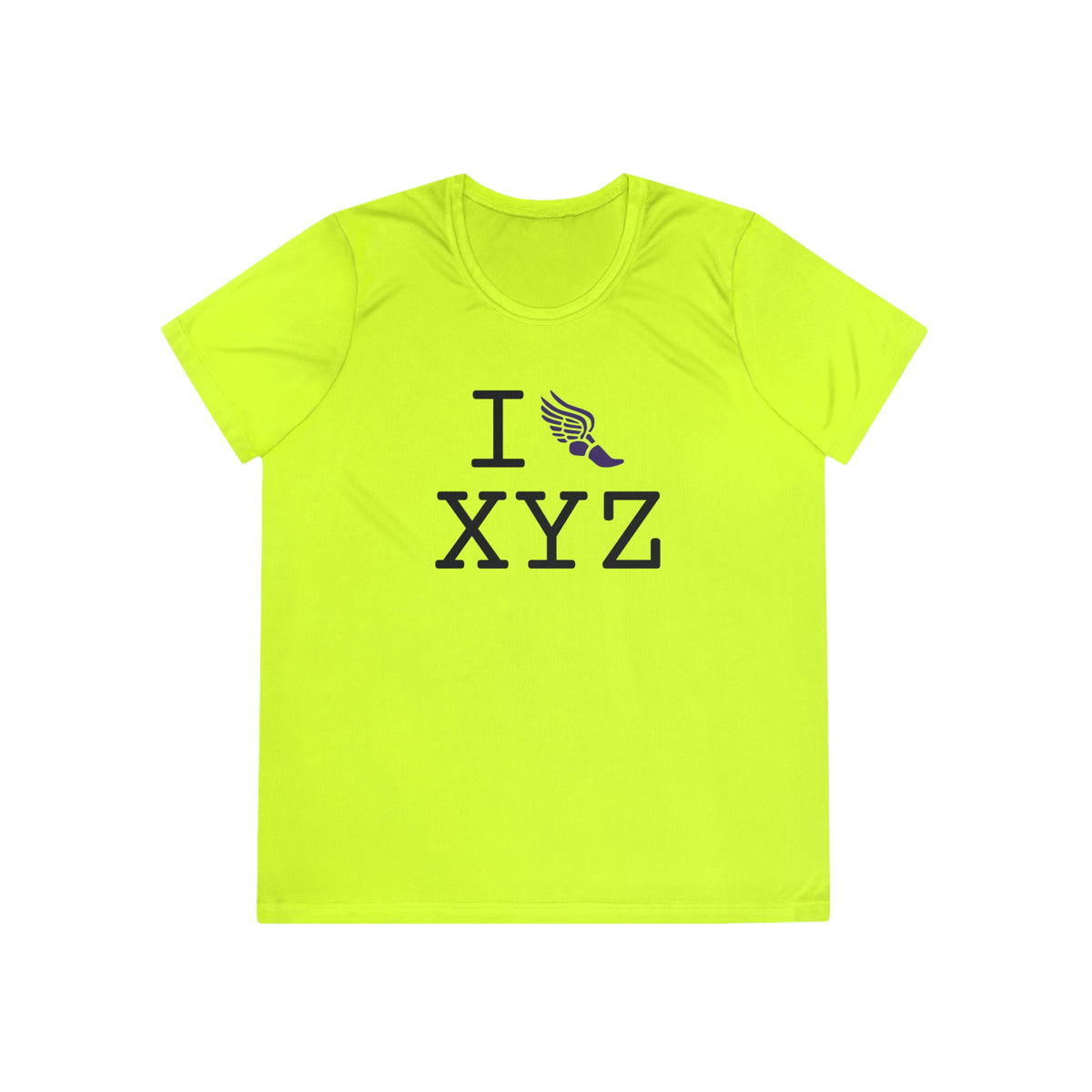 I Run women's athletic T, purple logo