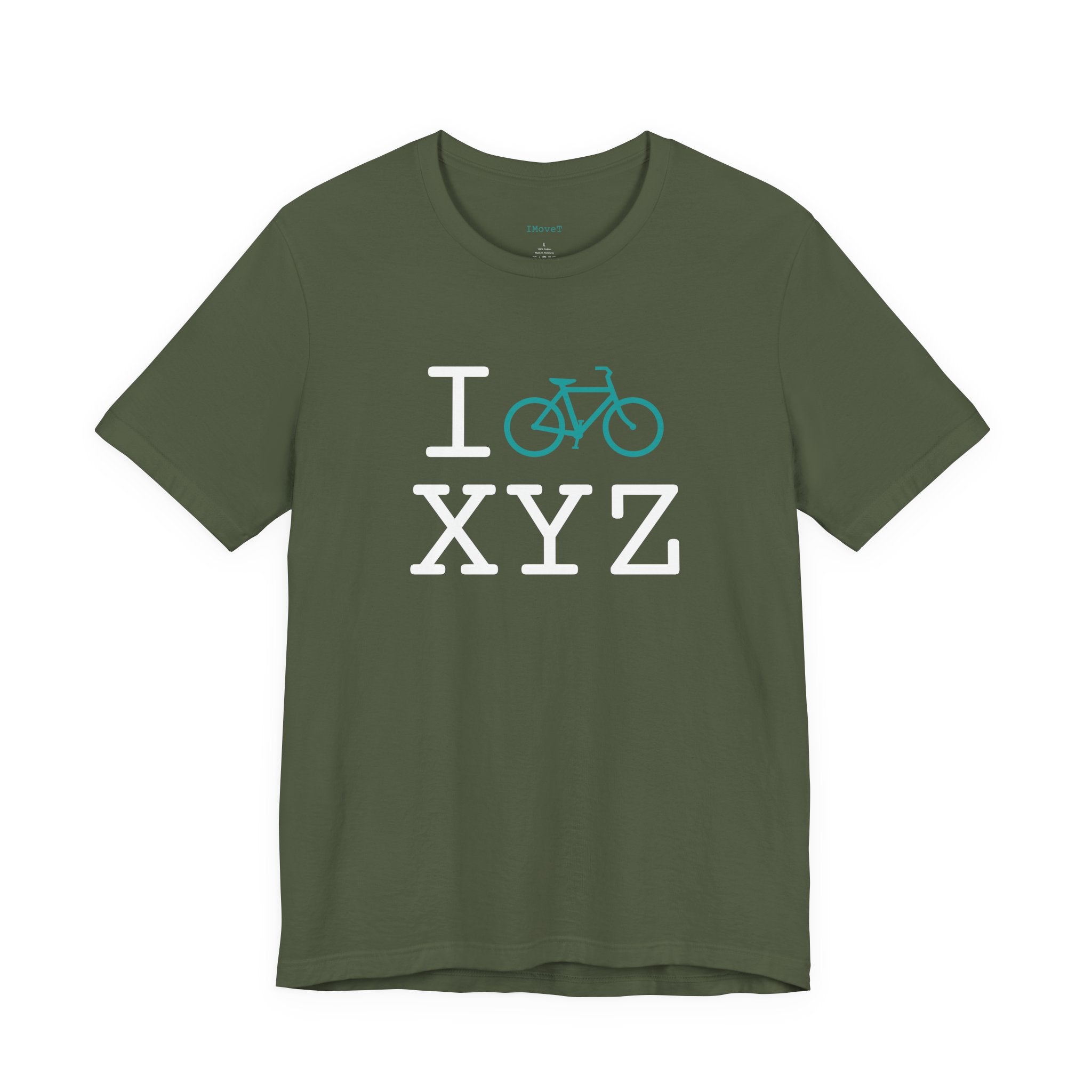 I Bike ___ unisex T, teal bike
