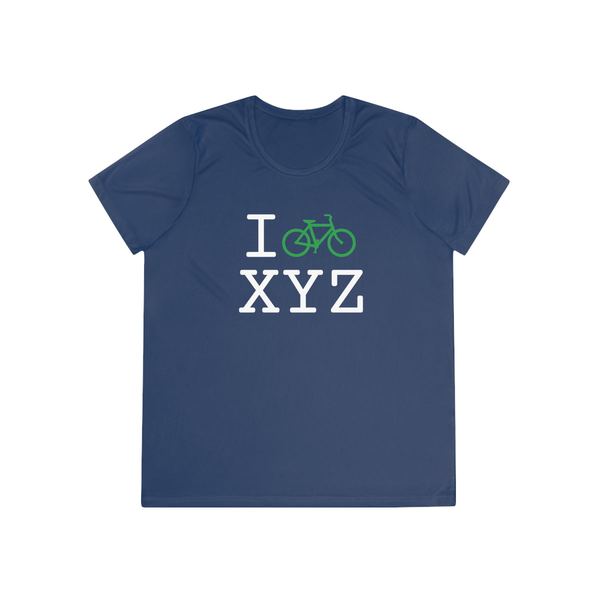 I Bike women's athletic T, green bike