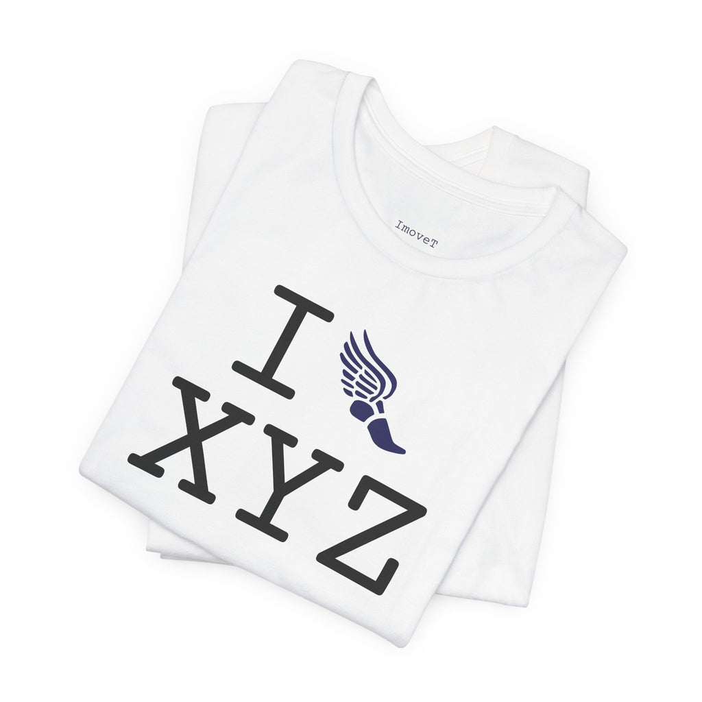 I Run unisex T, navy logo