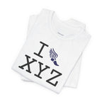 I Run unisex T, navy logo