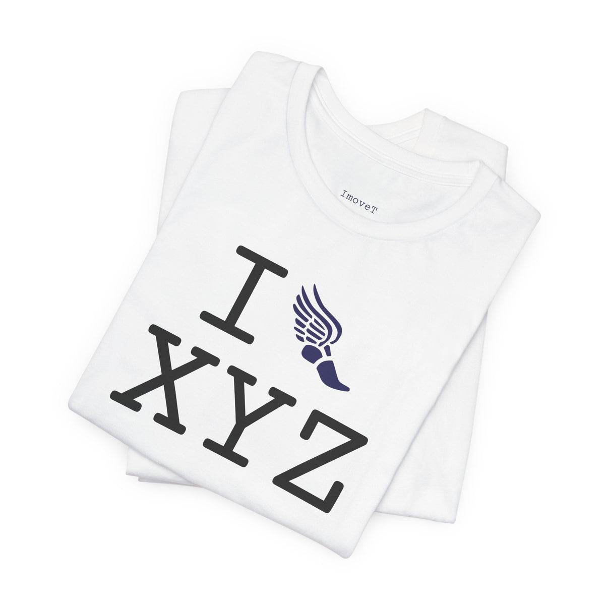 I Run unisex T, navy logo