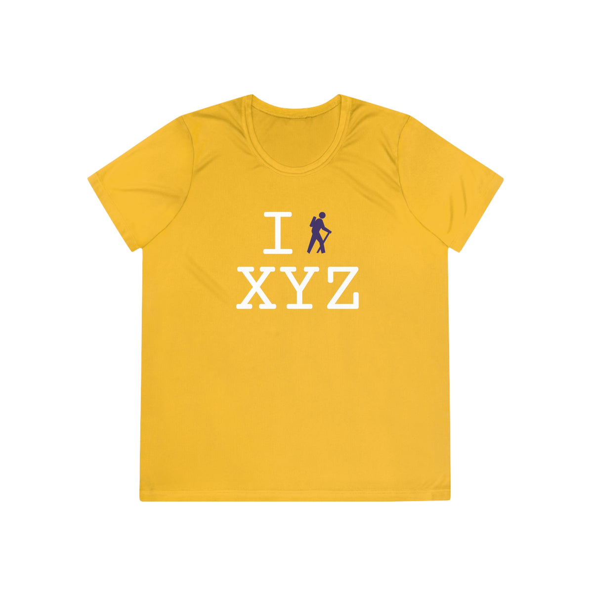 I Hike women's athletic T, purple hiker