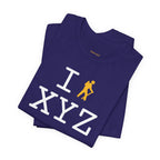 I Hike unisex T, yellow hiker