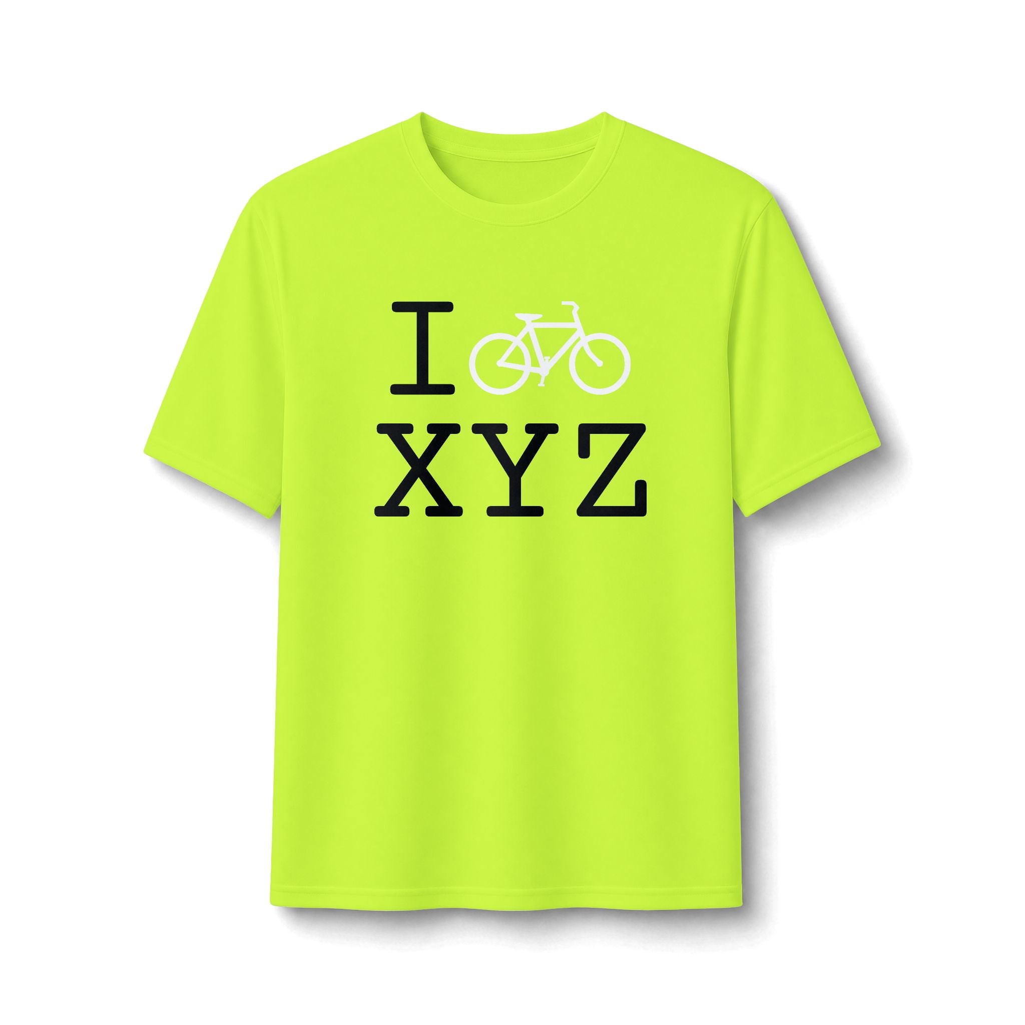 "I Bike ___" athletic T, white bike