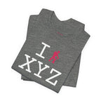 I Hike unisex T, hot pink hiker
