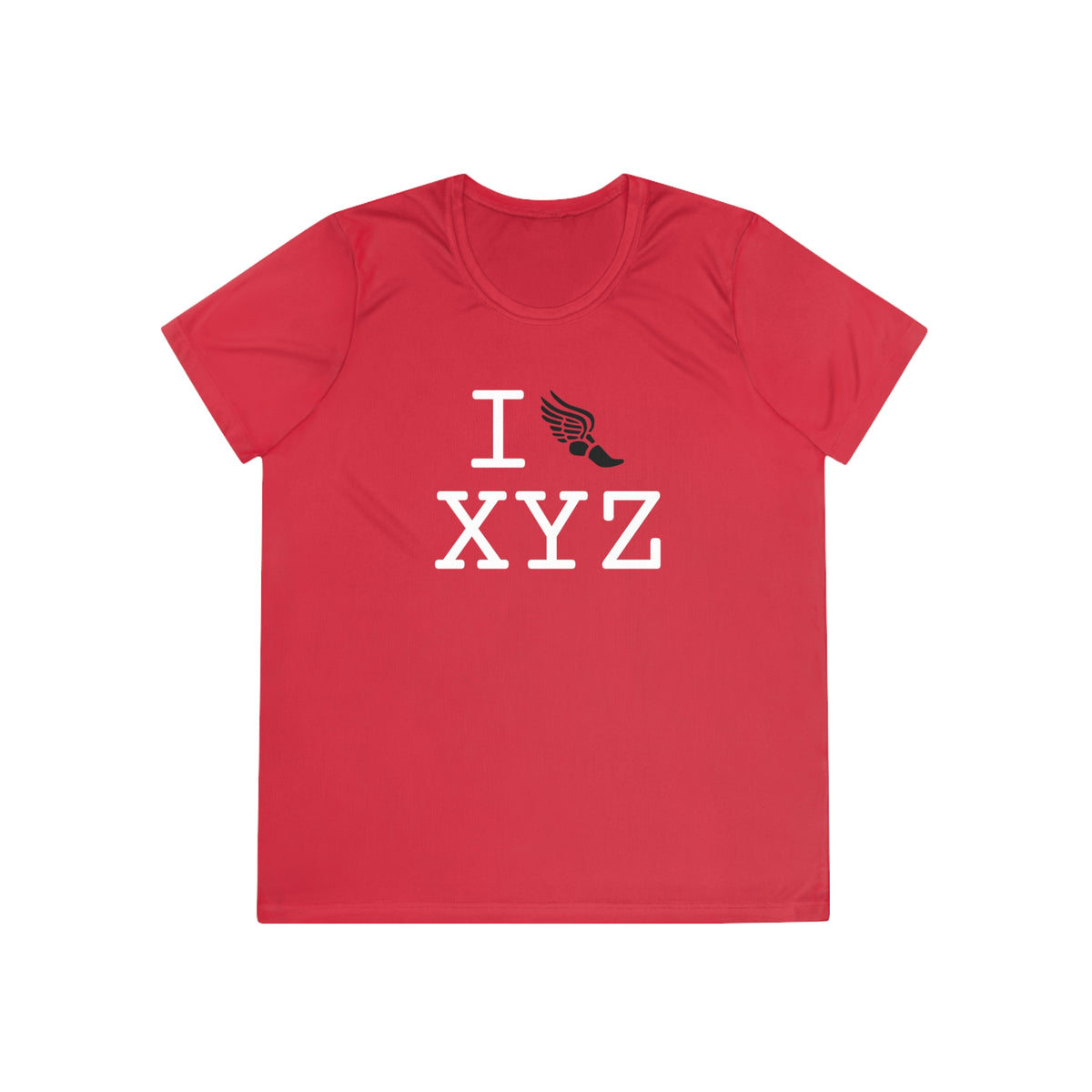 I Run women's athletic T, black logo