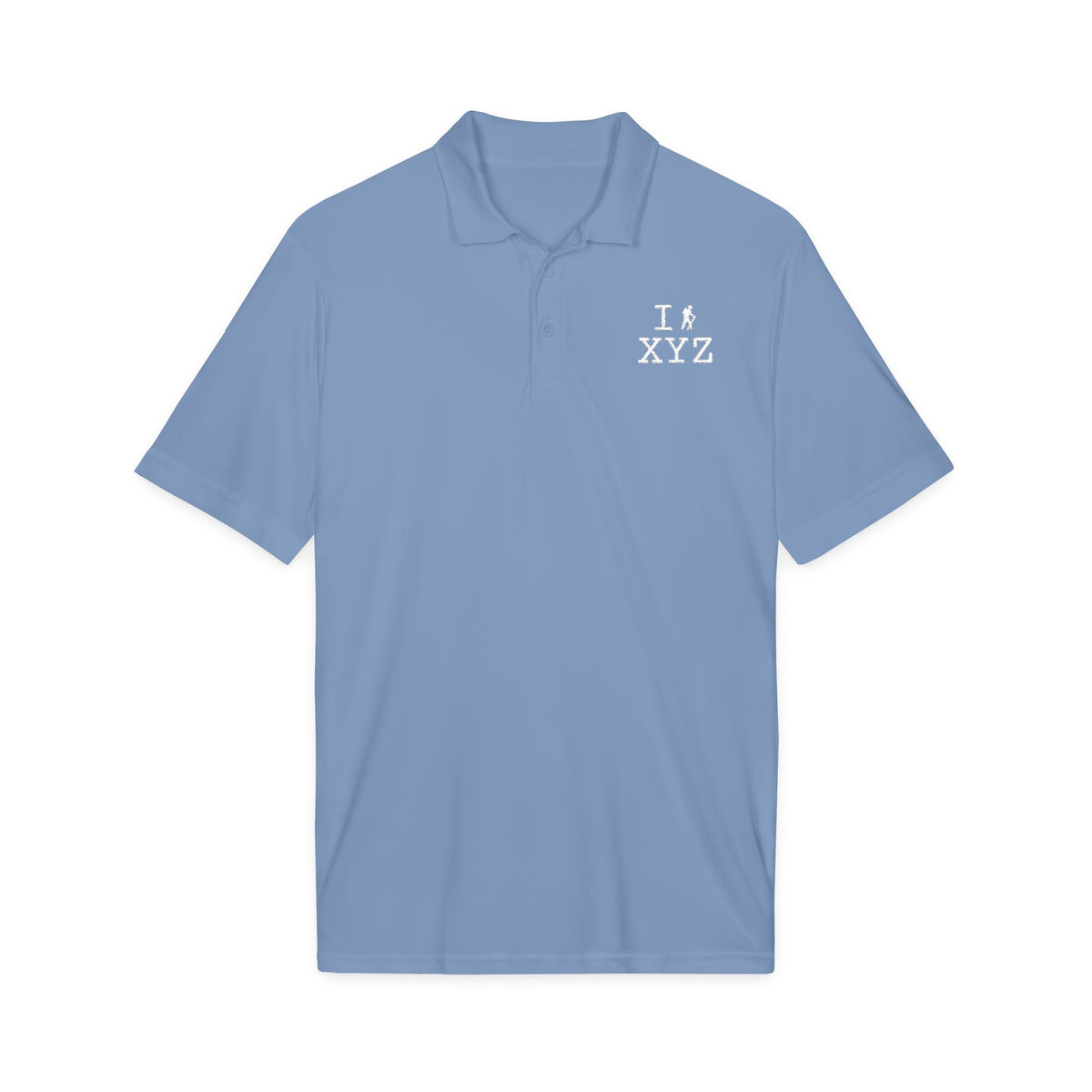 I Hike polo, white hiker
