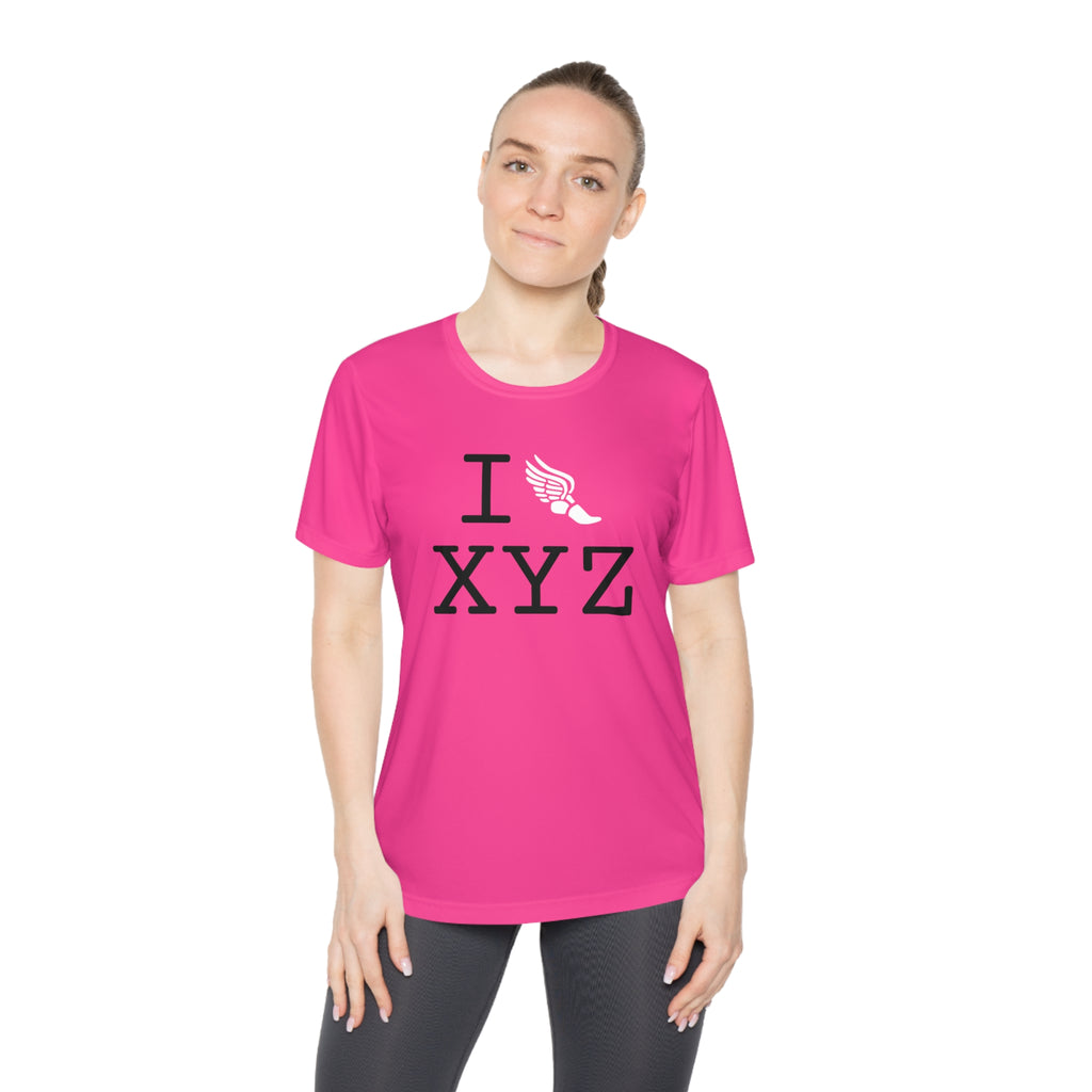 I Run women's athletic T, white logo