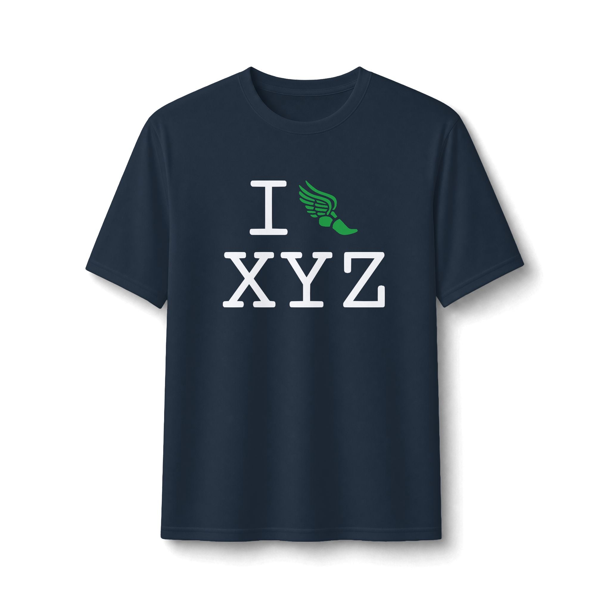 I Run ___ athletic T, green logo