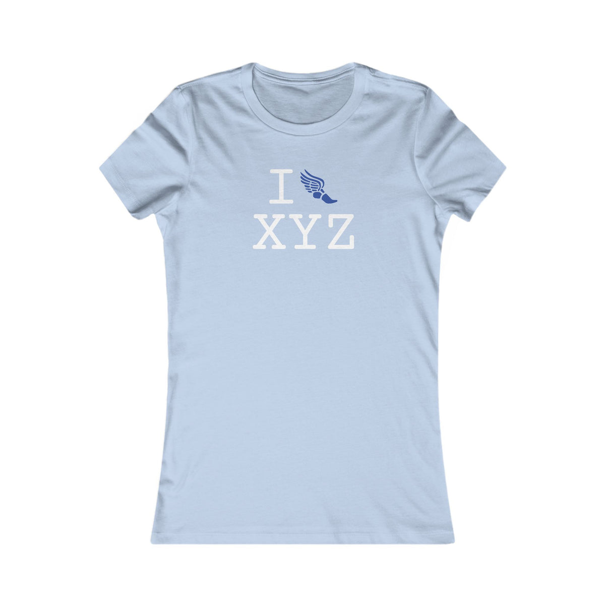 I Run women's T, blue logo