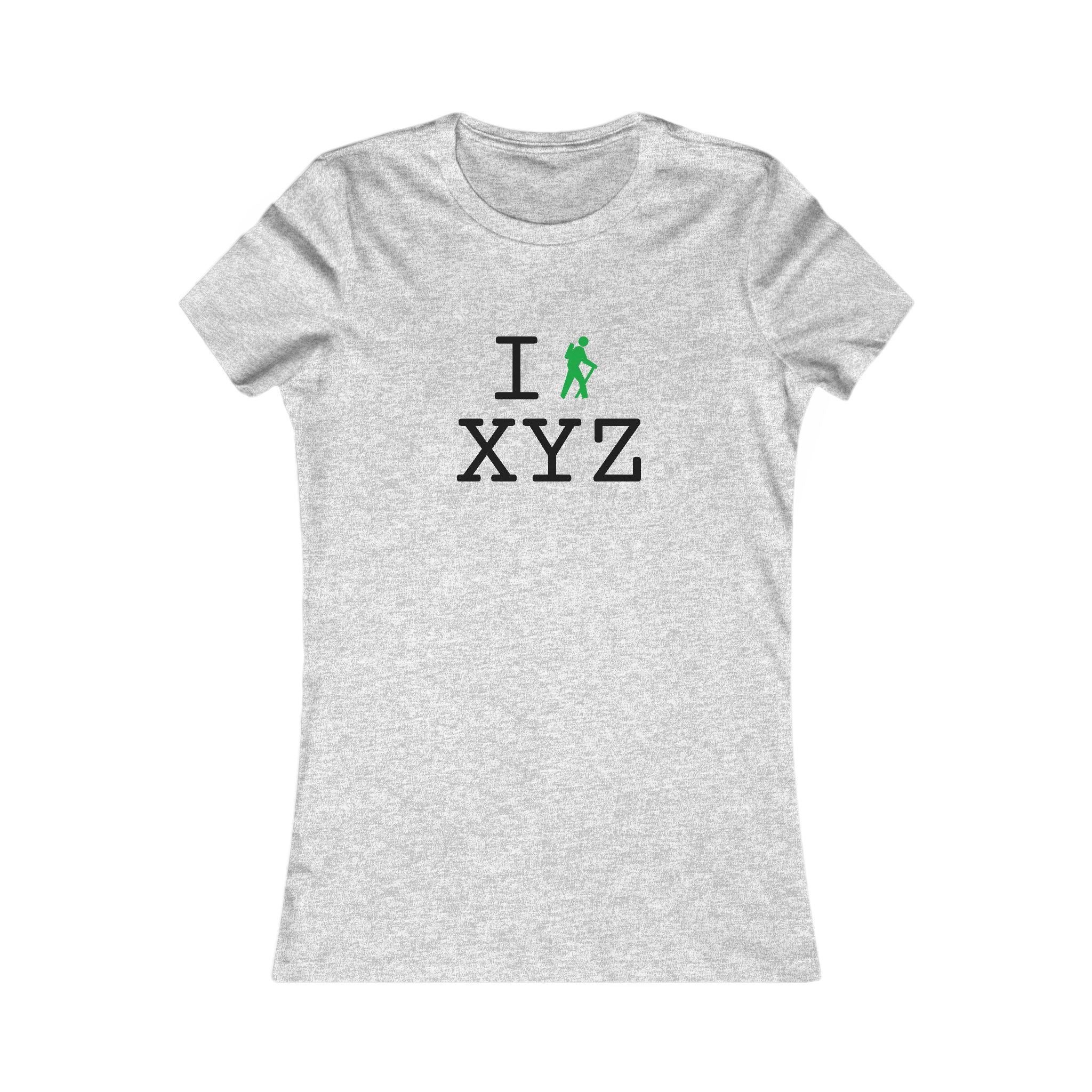 "I Hike ___" women's T, green hiker