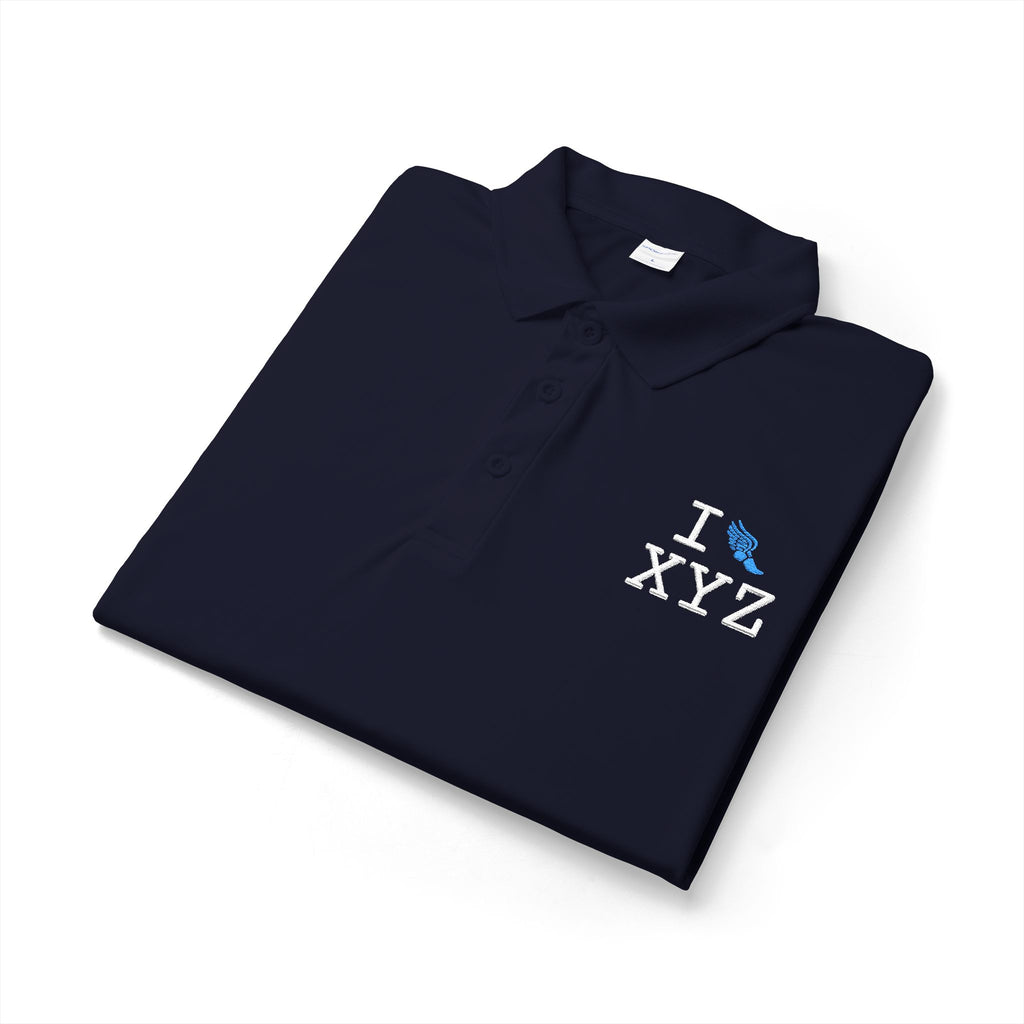 I Run polo, light blue logo