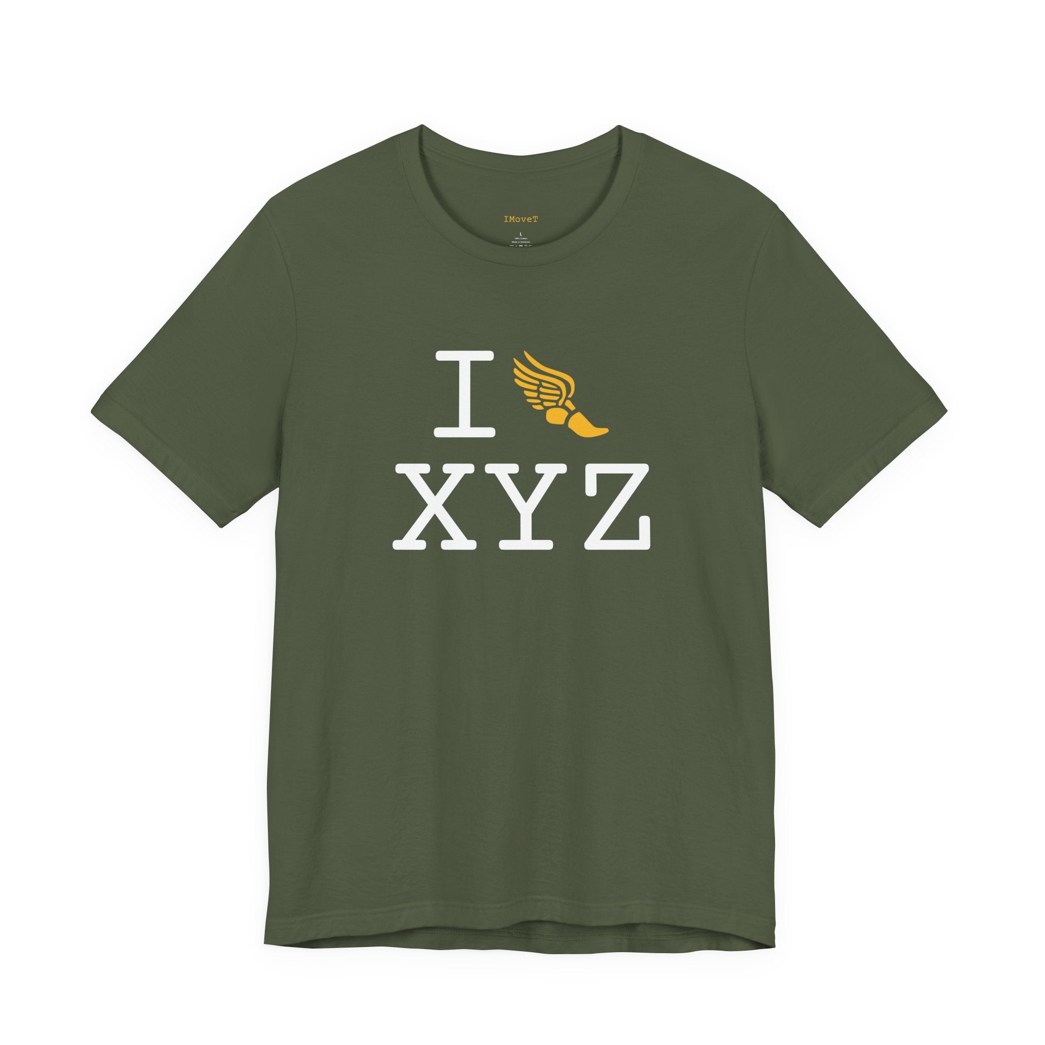 I Run ___ unisex T, yellow logo