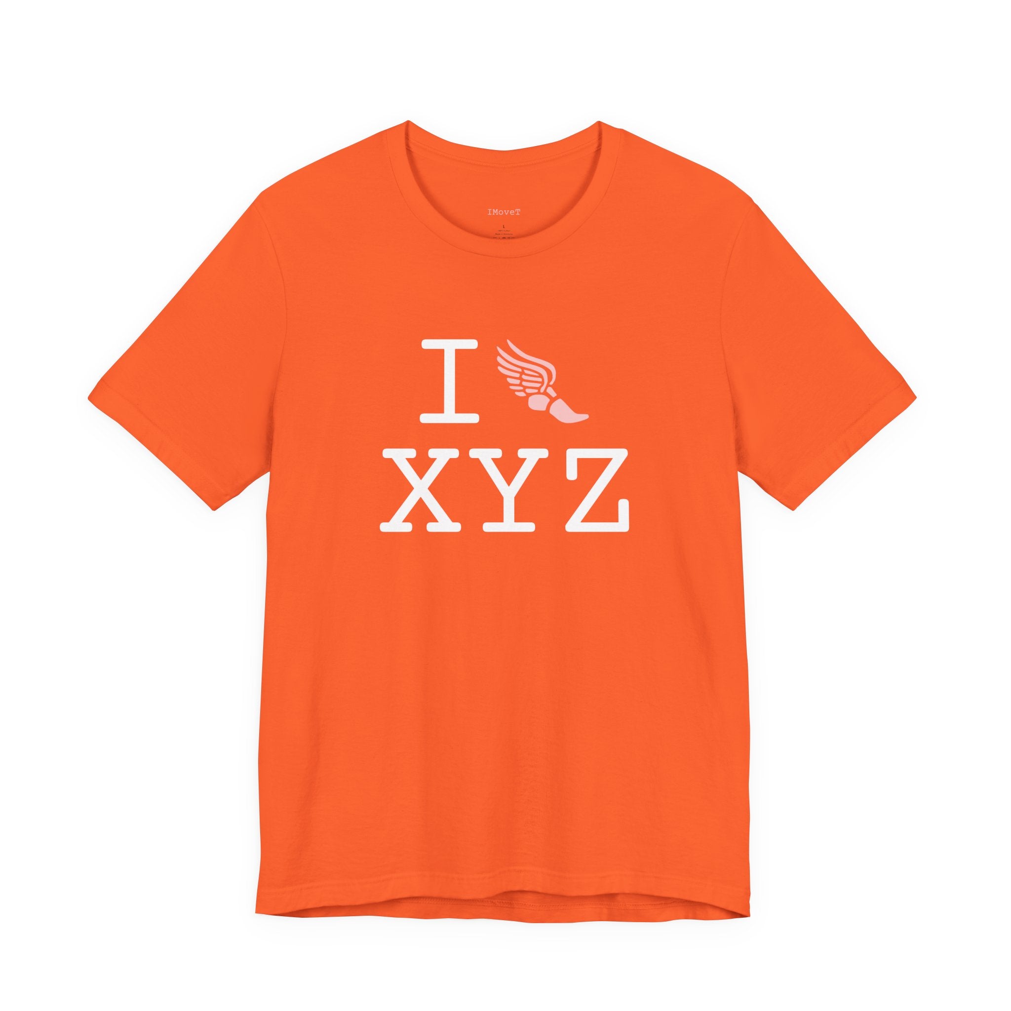 I Run ___ unisex T, pink logo