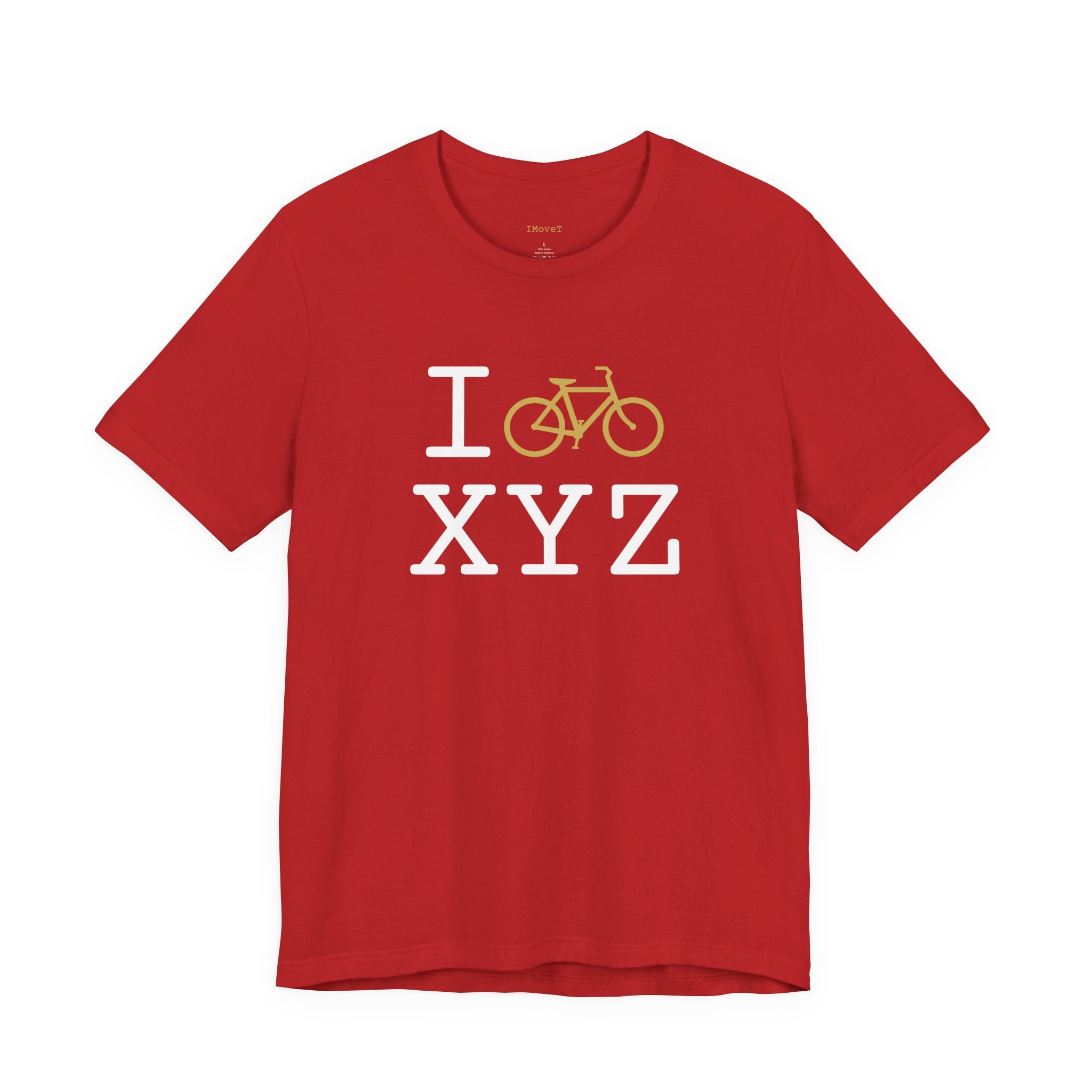 I Bike ___ unisex T, gold bike