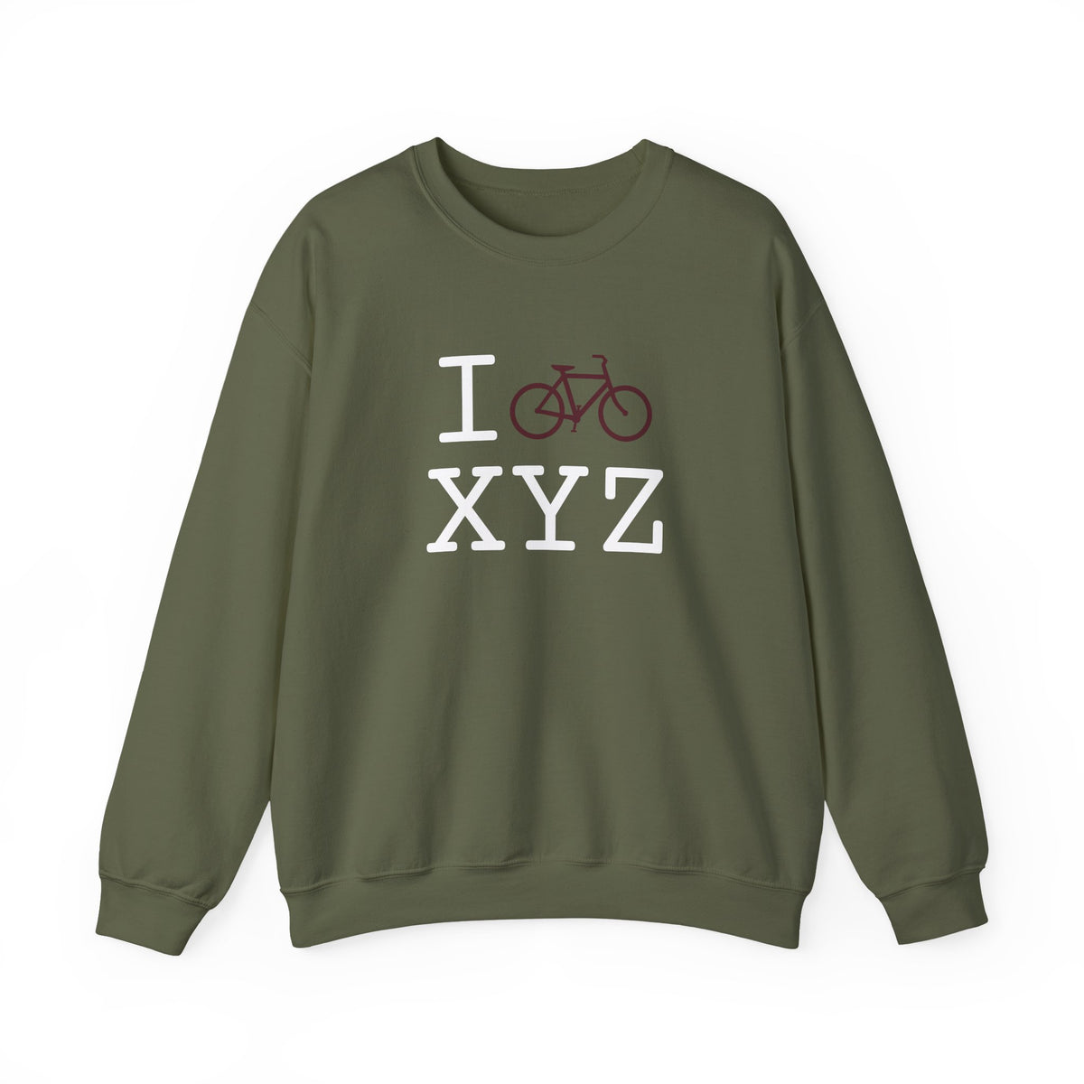 I Bike sweatshirt, maroon bike