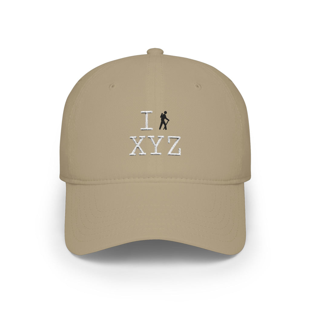 I Hike baseball cap, black hiker