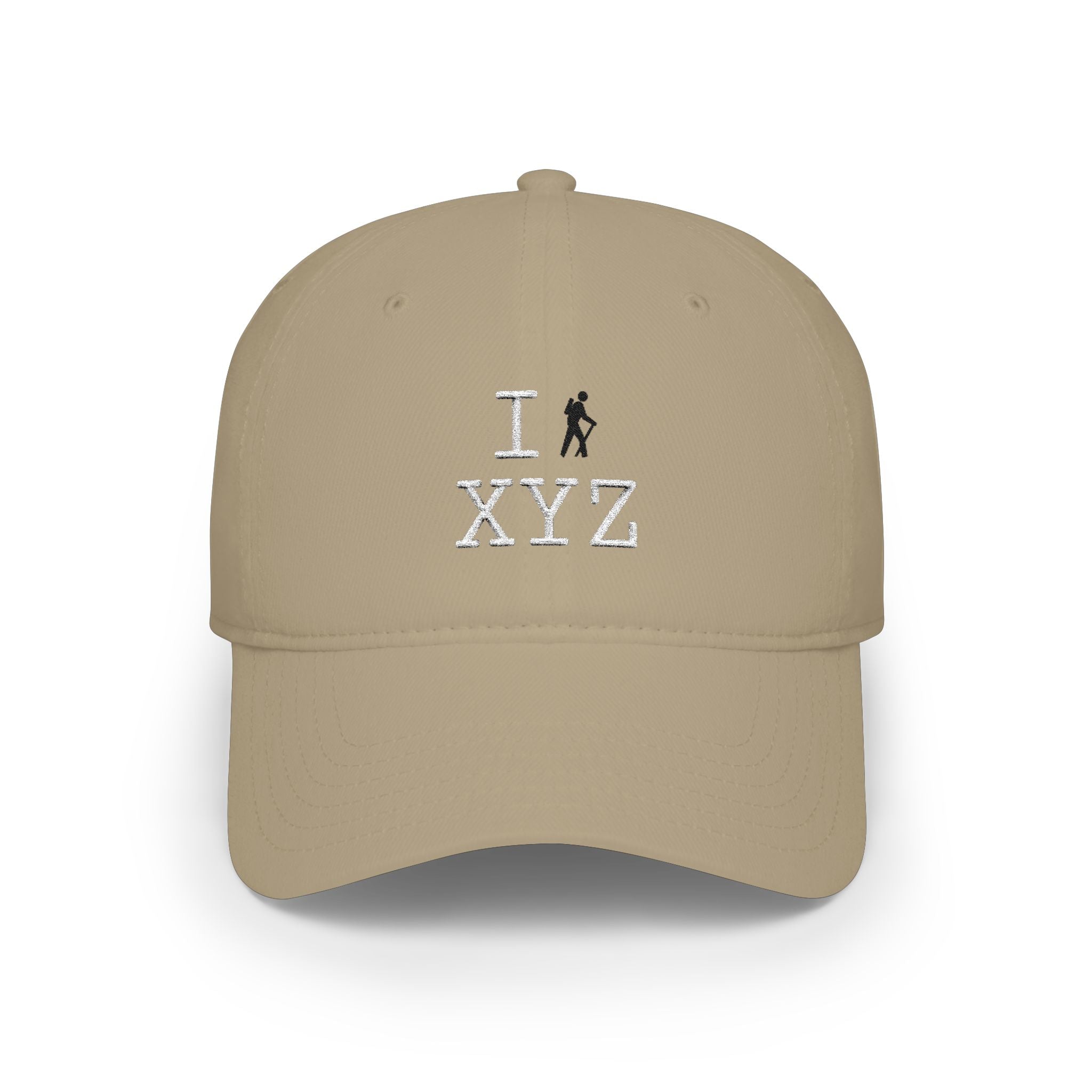 I Hike baseball cap, black hiker