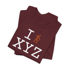 I Hike unisex T, dark orange hiker