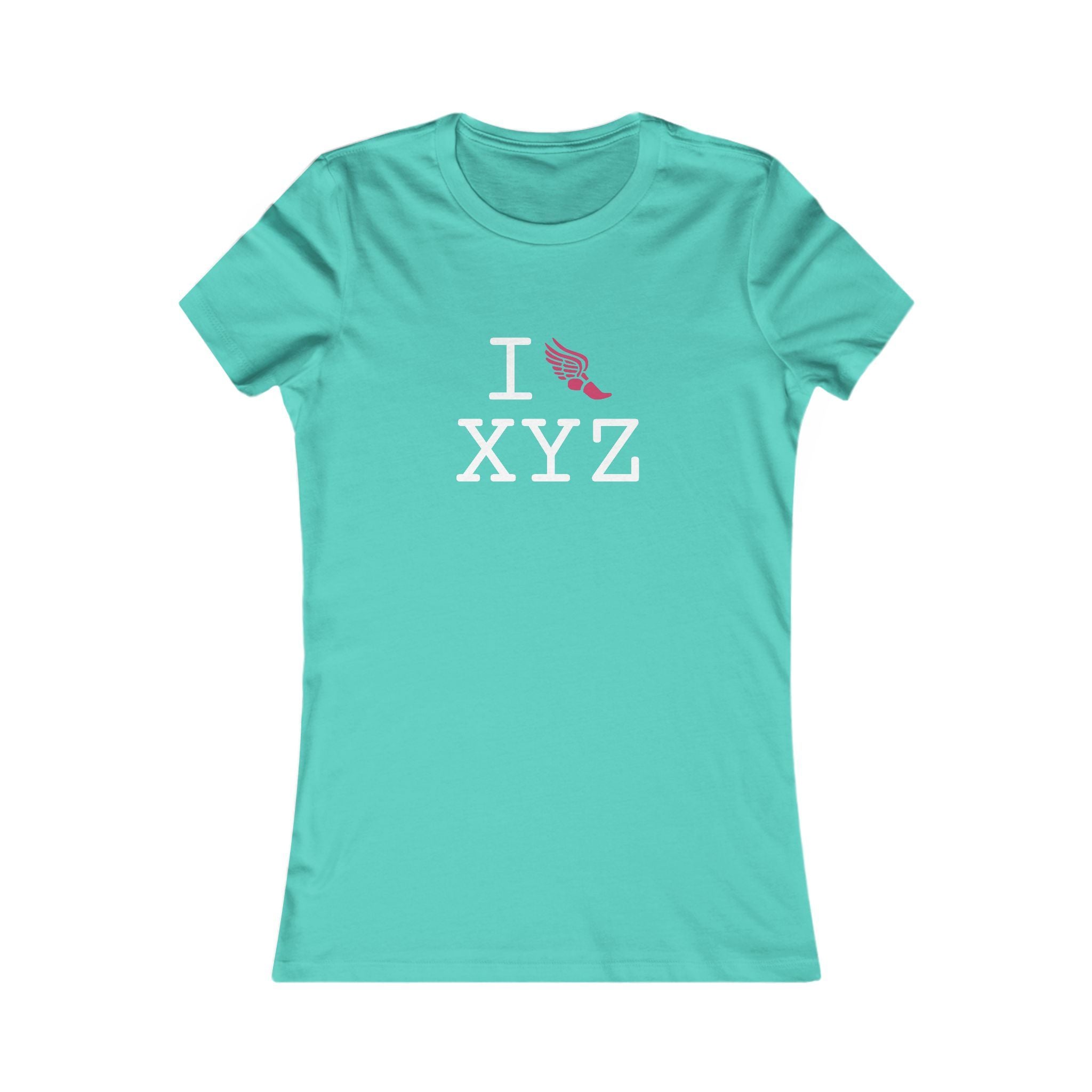 I Run ___ women's T, hot pink logo