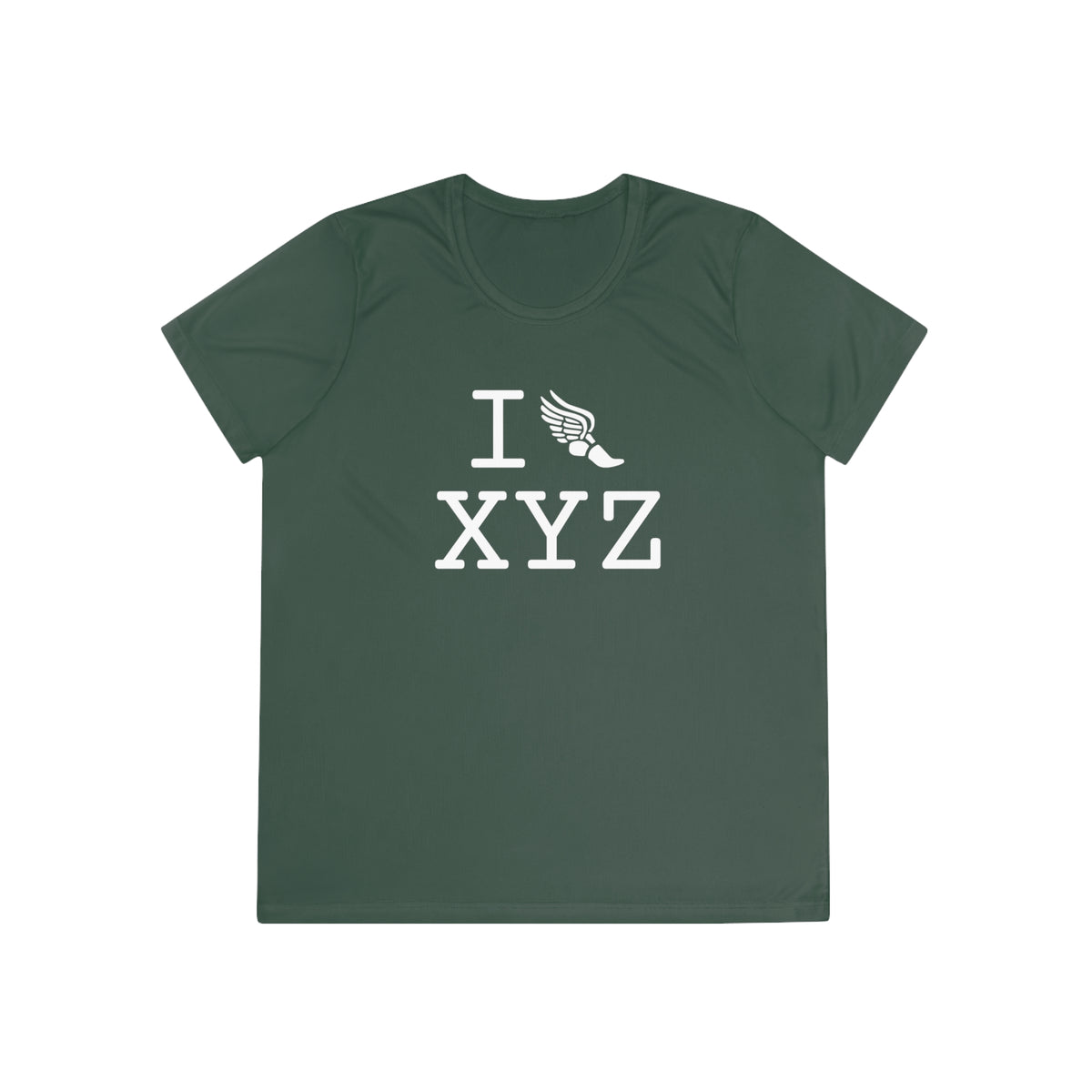 I Run women's athletic T, white logo