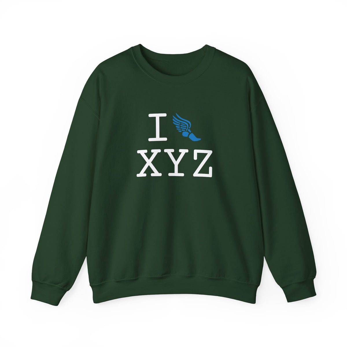 I Run sweatshirt, light blue logo