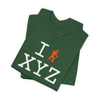 I Hike unisex T, orange hiker
