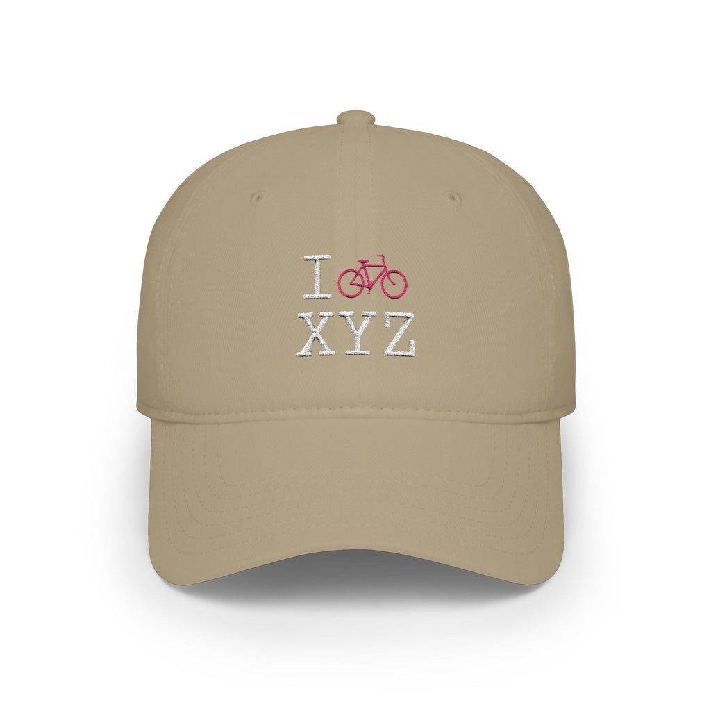 I Bike baseball cap, pink bike
