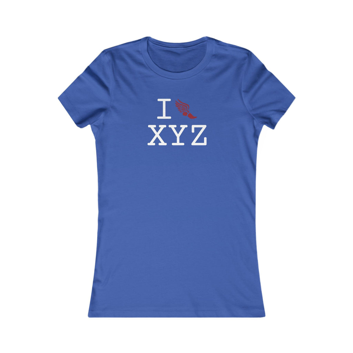 I Run women's T, crimson logo