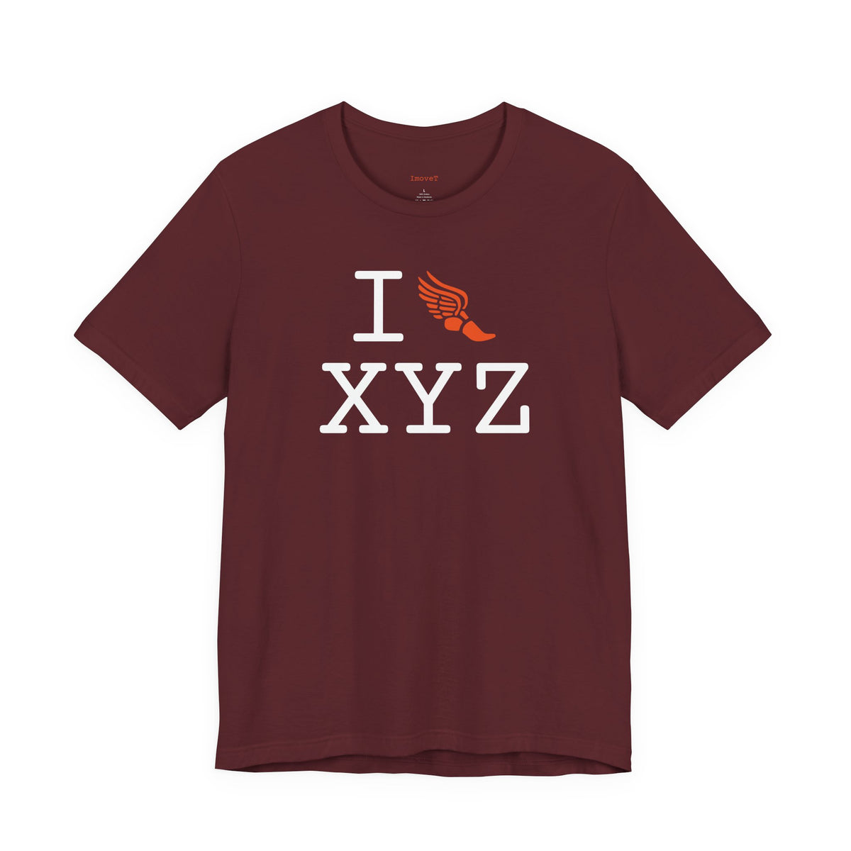 I Run unisex T, orange logo