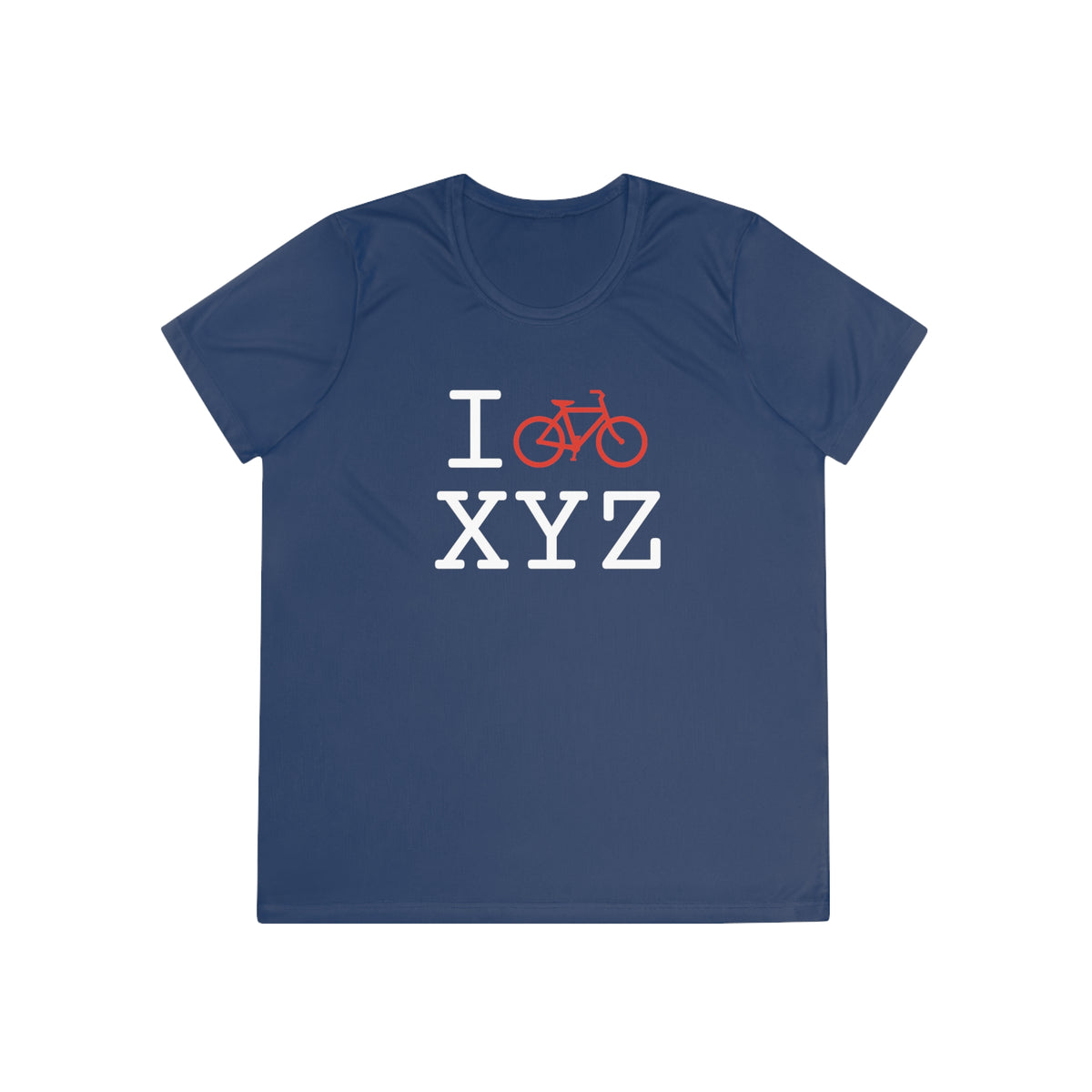 I Bike women's athletic T, red bike