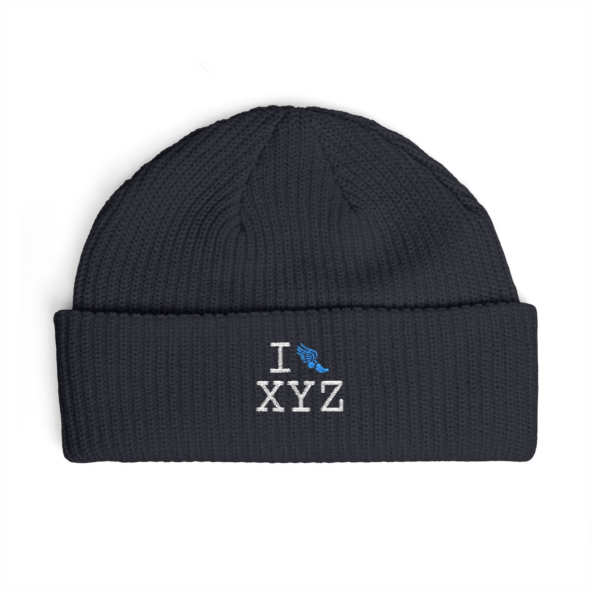 I Run beanie, light blue logo