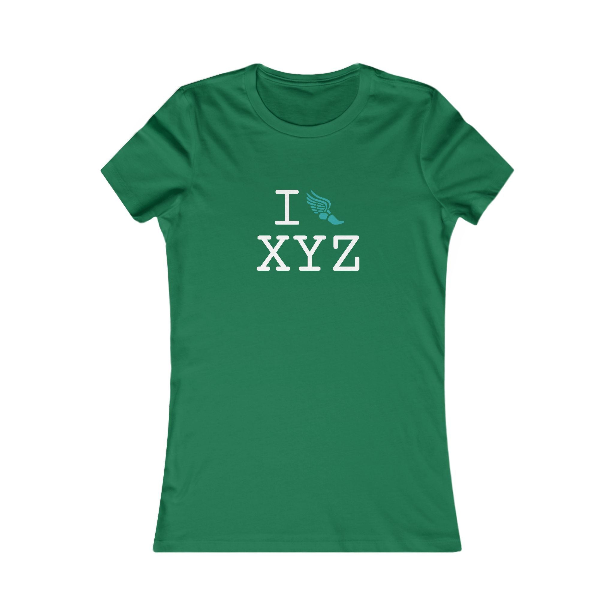 I Run ___ women's T, teal logo