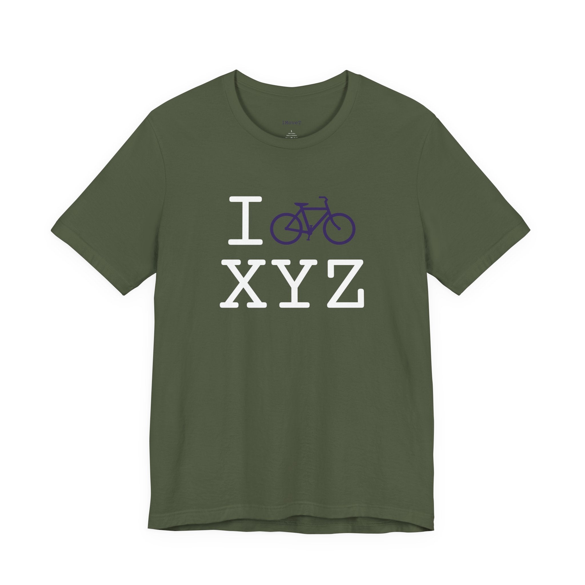 I Bike ___ unisex T, purple bike