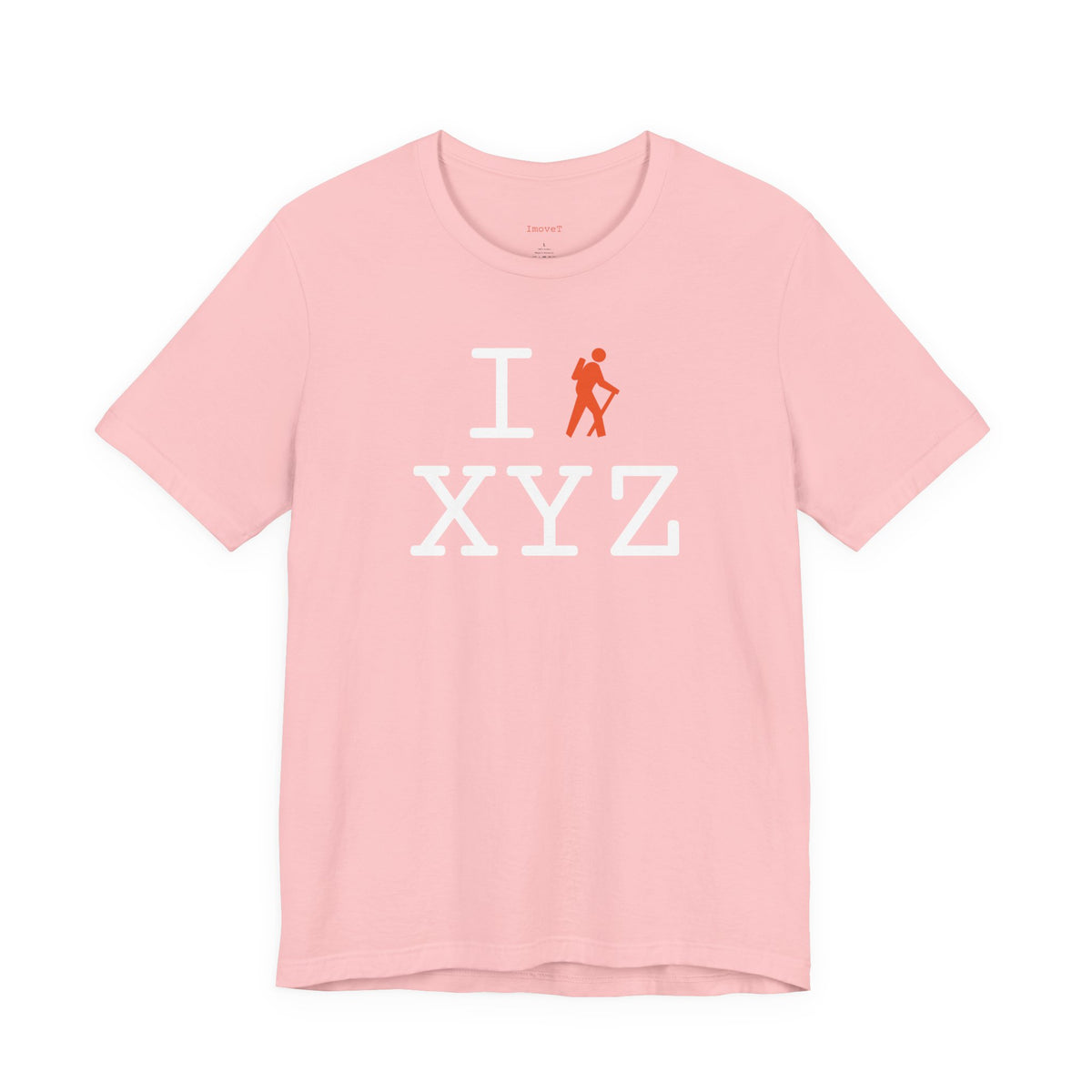 I Hike unisex T, orange hiker