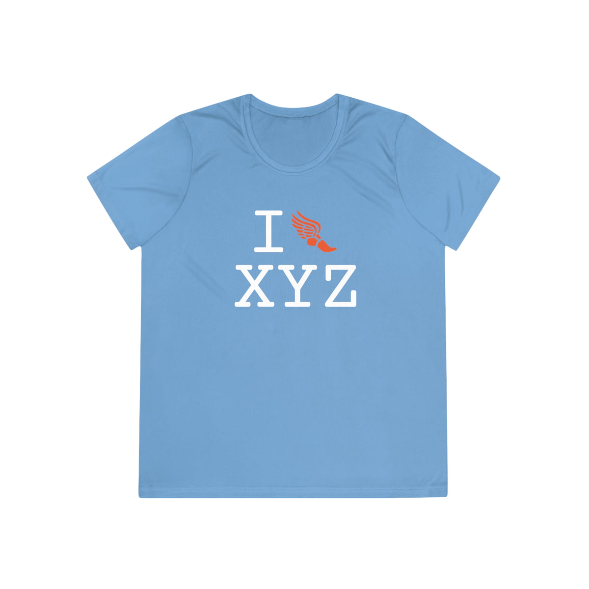 I Run women's athletic T, orange logo