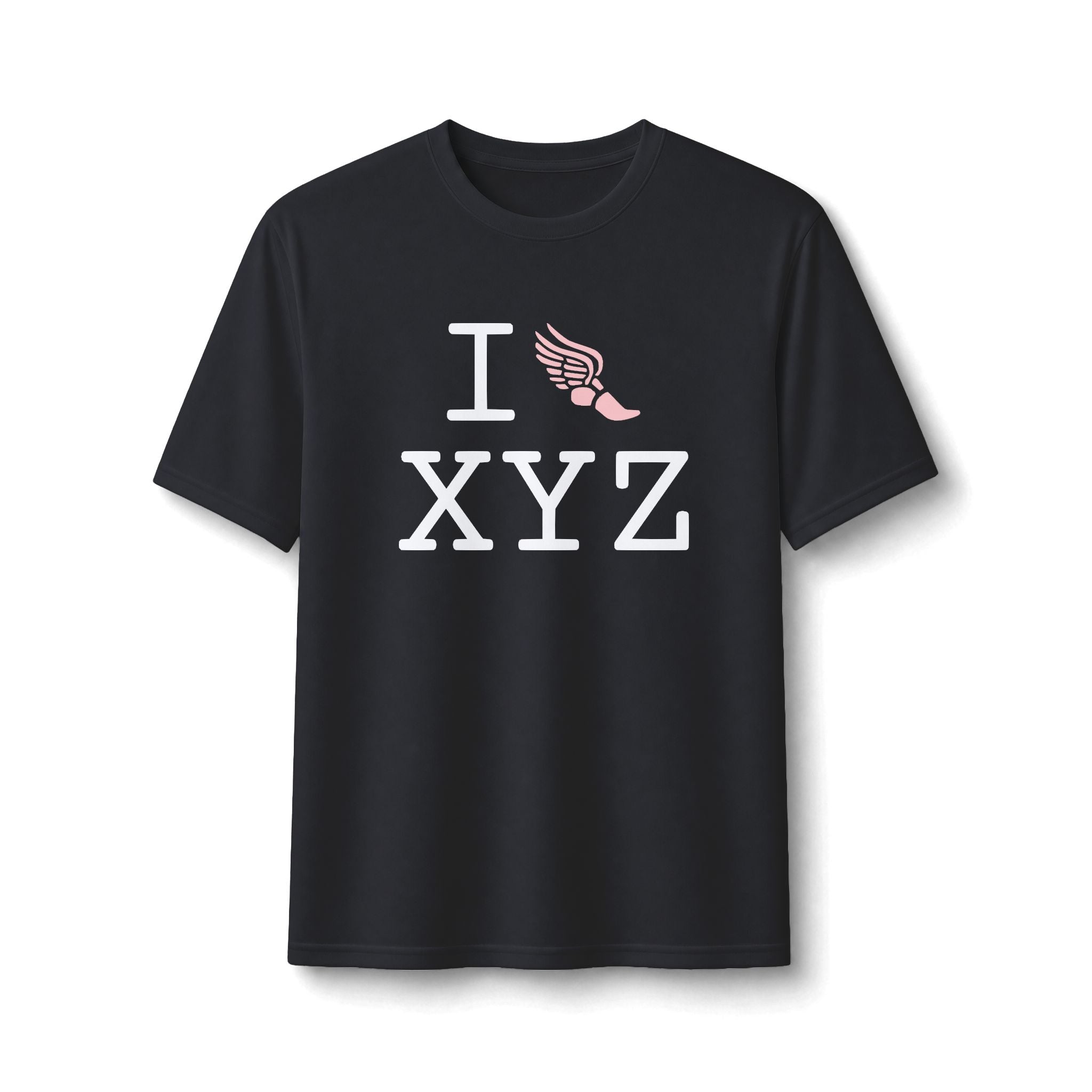 I Run ___ athletic T, pink logo