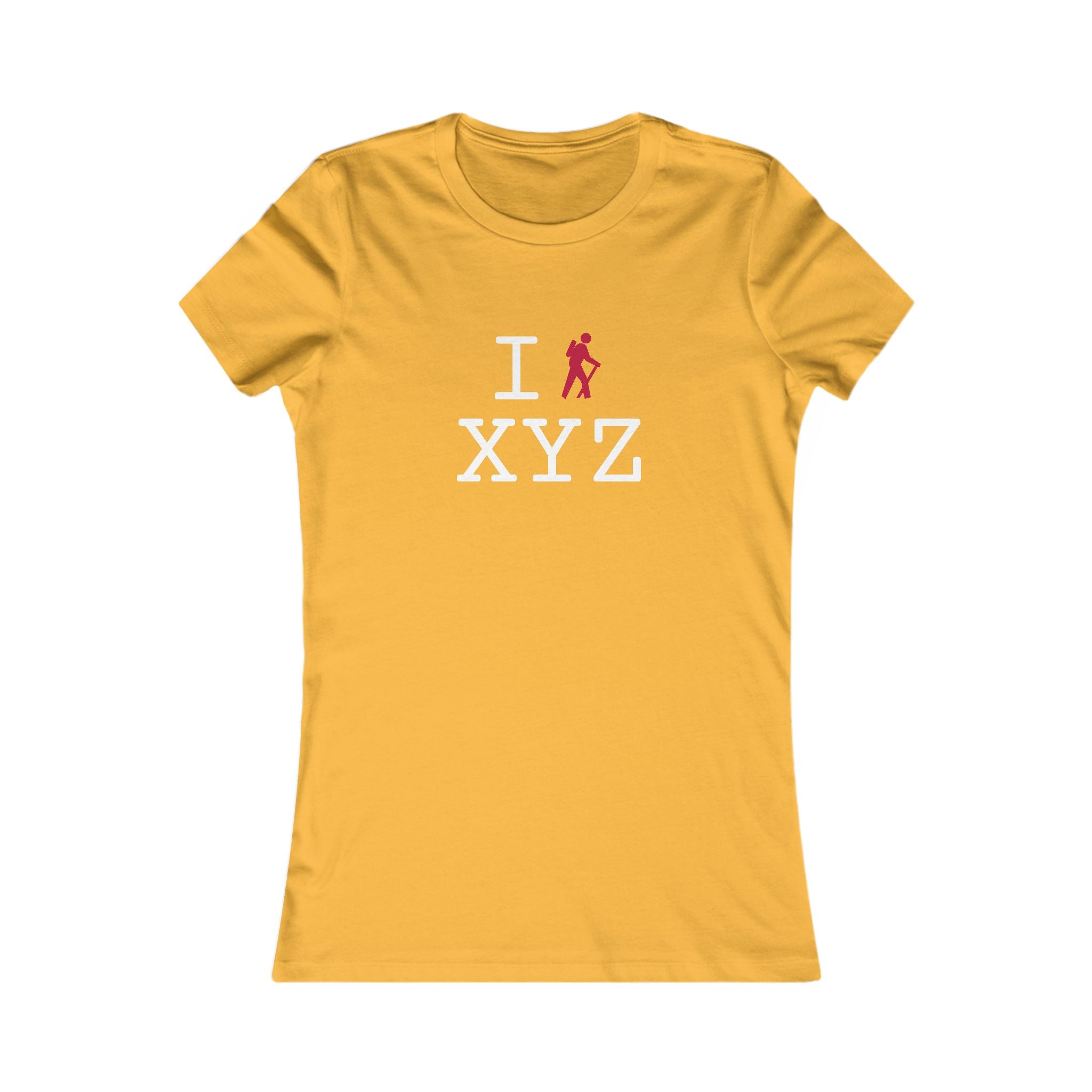 "I Hike ___" women's T, red hiker