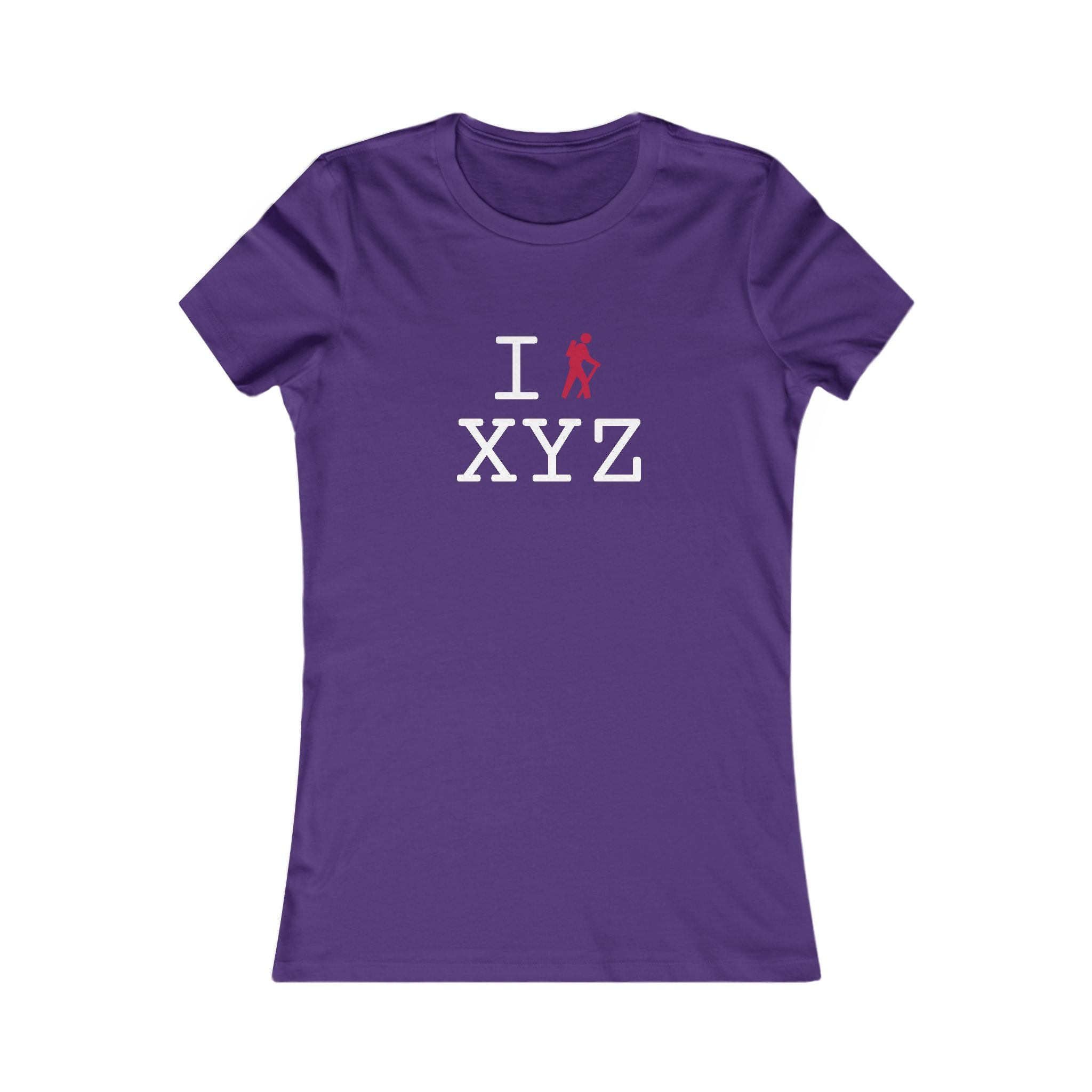 "I Hike ___" women's T, red hiker