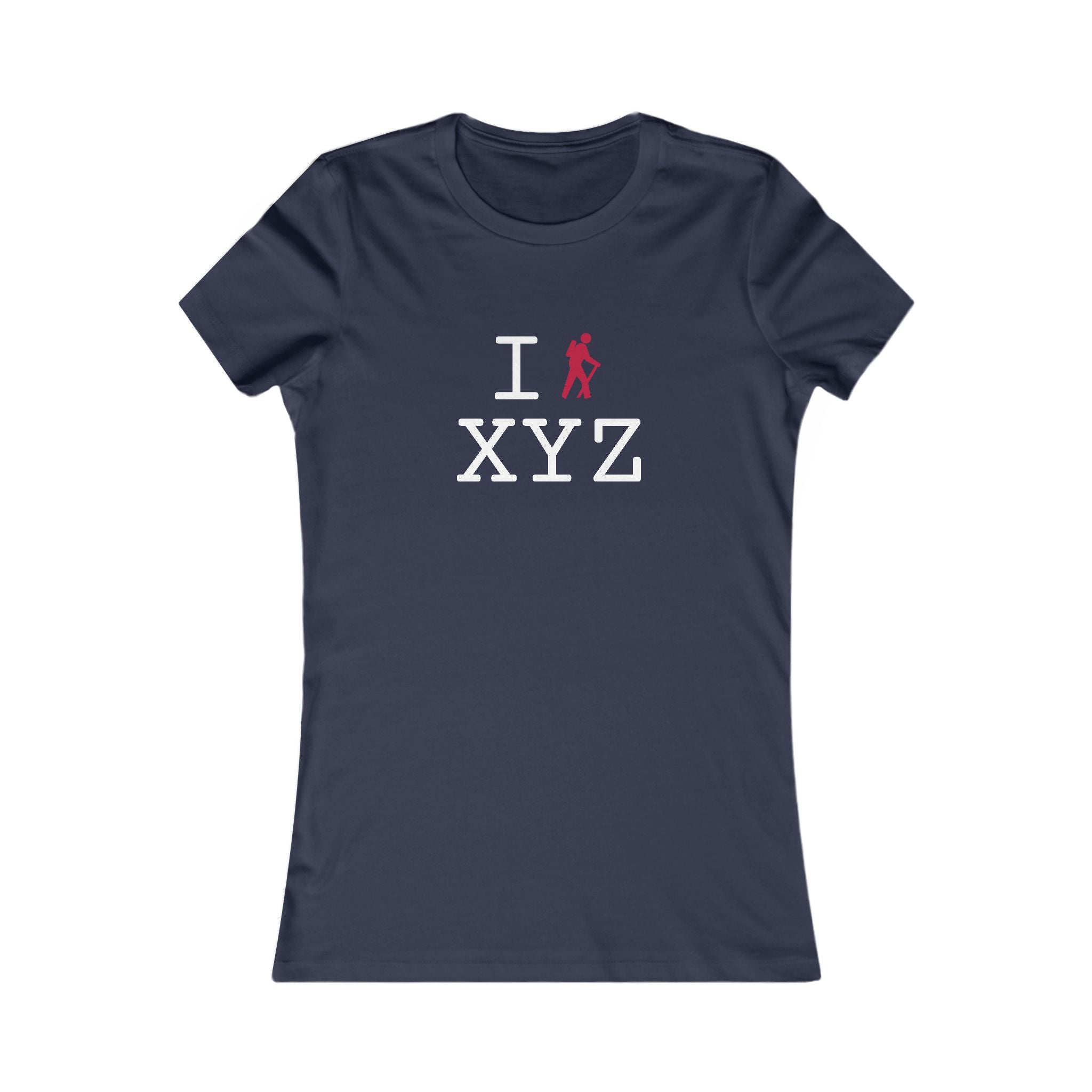 "I Hike ___" women's T, red hiker