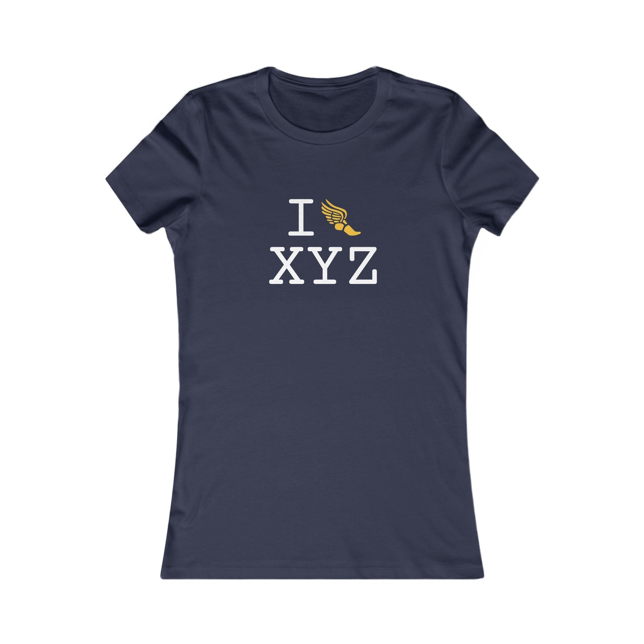 I Run ___ women's T, yellow logo