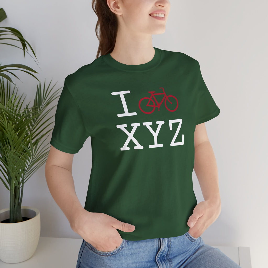 I Bike unisex T, crimson bike
