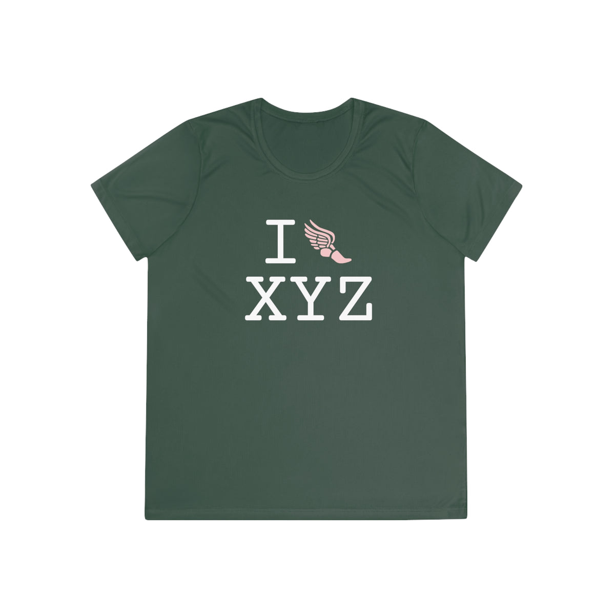 I Run women's athletic T, pink logo