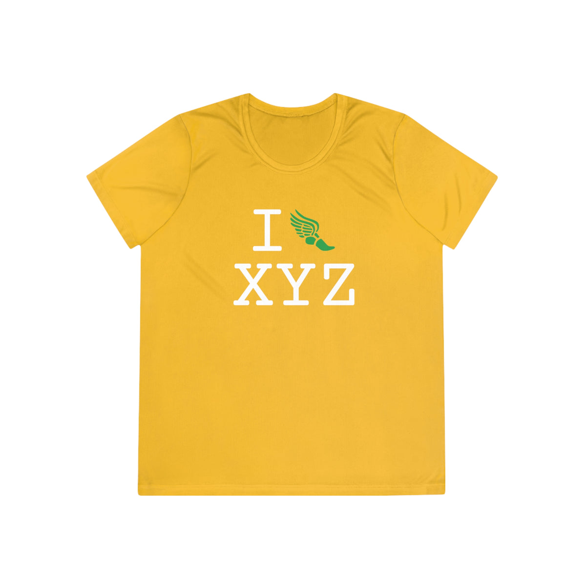 I Run women's athletic T, green logo
