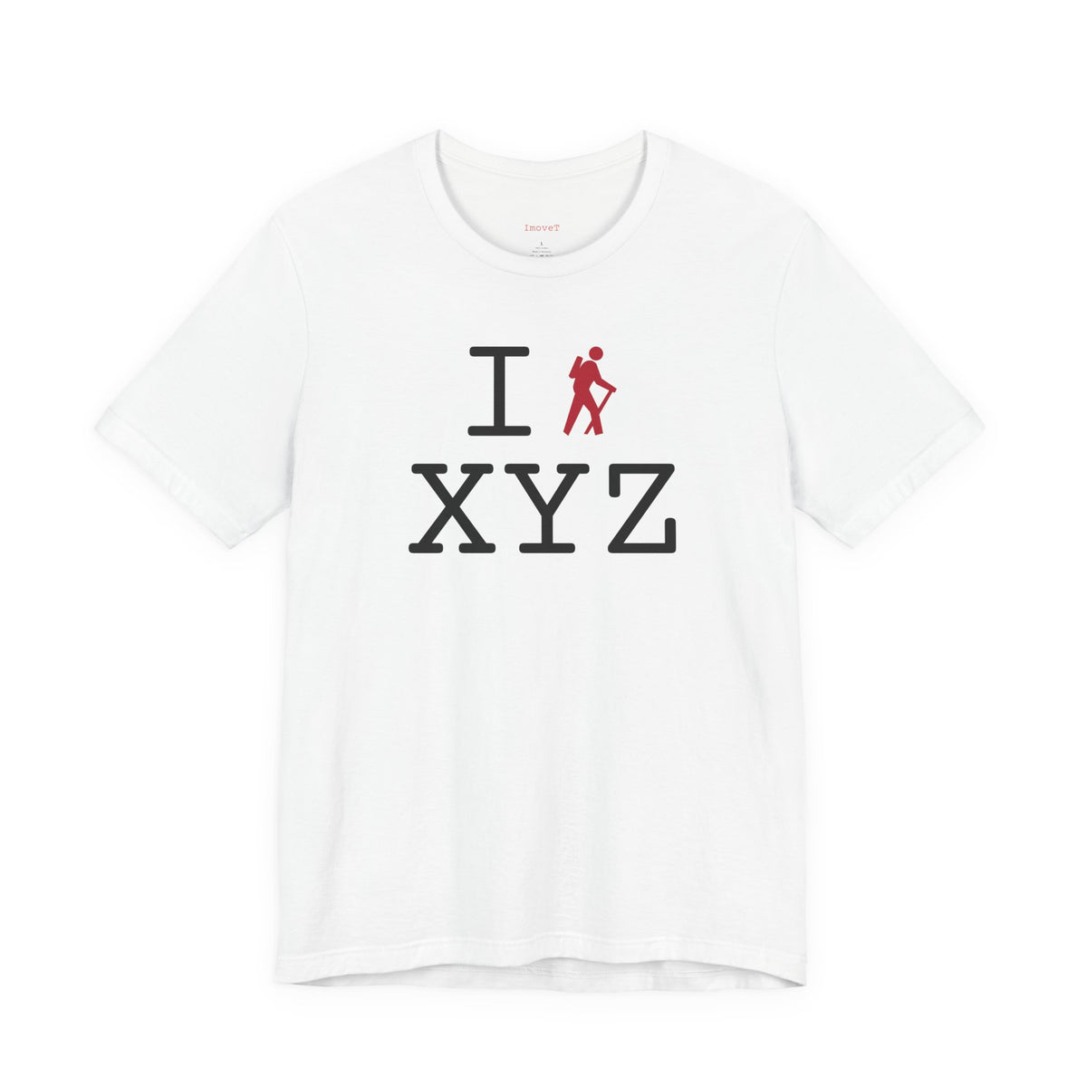 I Hike unisex T, red hiker