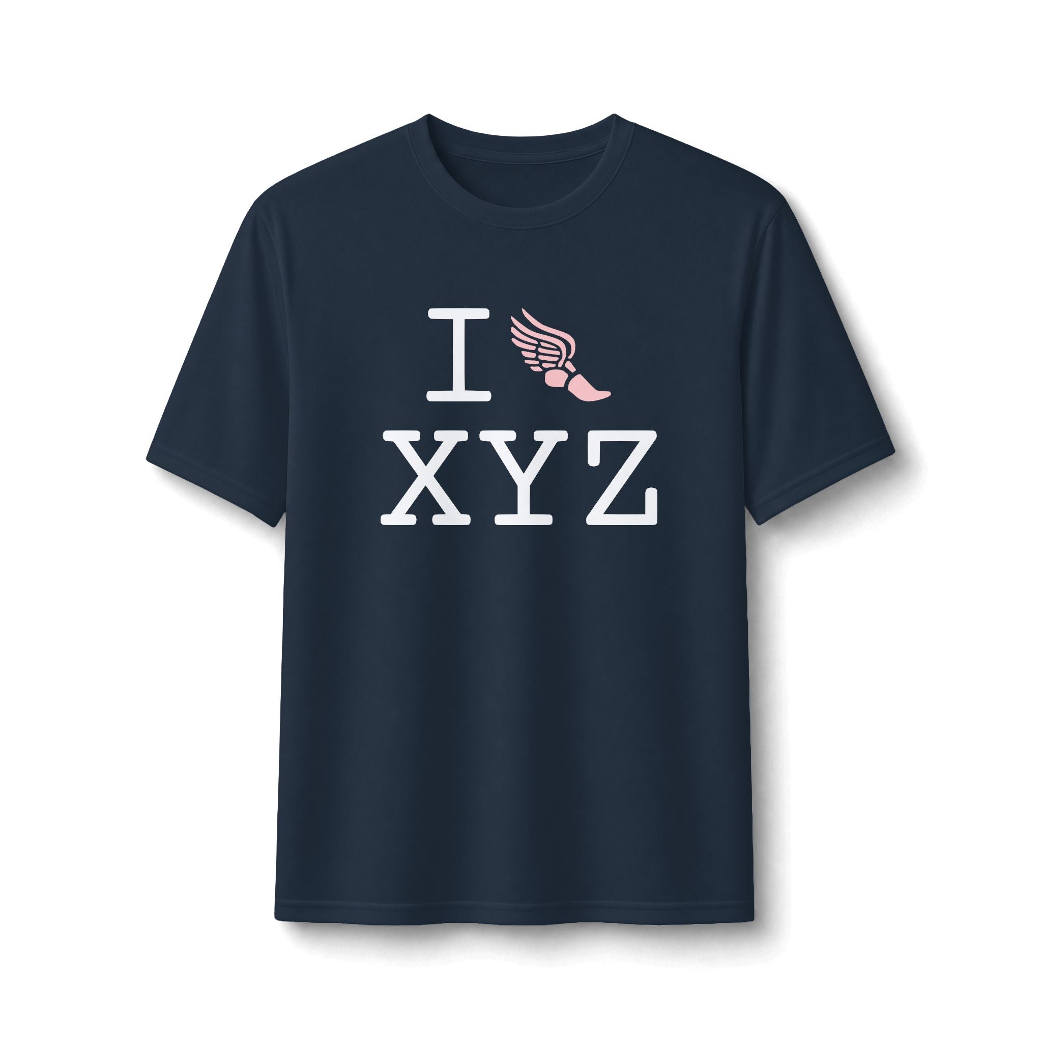 I Run ___ athletic T, pink logo