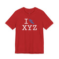 I Run unisex T, light blue logo